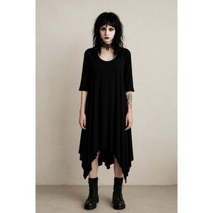 VTG Lee Andersen Dress M Romantic Goth Asymmetrical Lettuce Hem Maxi‎ Lagenlook